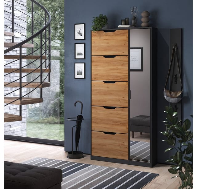 Vicco Schuhkipper Luca, Anthrazit/Goldkraft Eiche, 90 x 180.5 cm mit 5 Kippfächern &... (1 St)