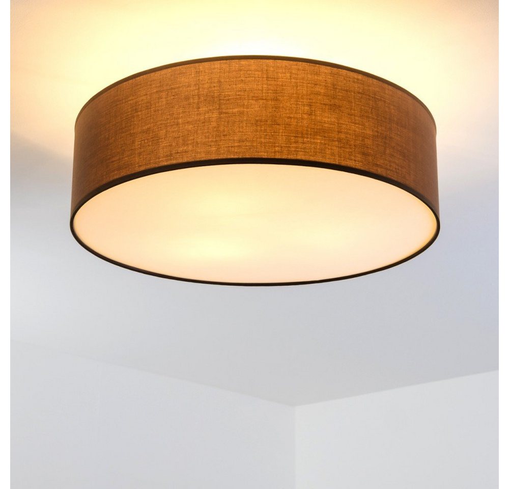 hofstein Deckenleuchte »Mels« runde Deckenlampe mit Lampenschirm aus Stoff in Braun/Weiß, ohne Leuchtmittel, Ø60cm, LED-fähig, 3xE27, 40 Watt, Retro-Design Bild 5