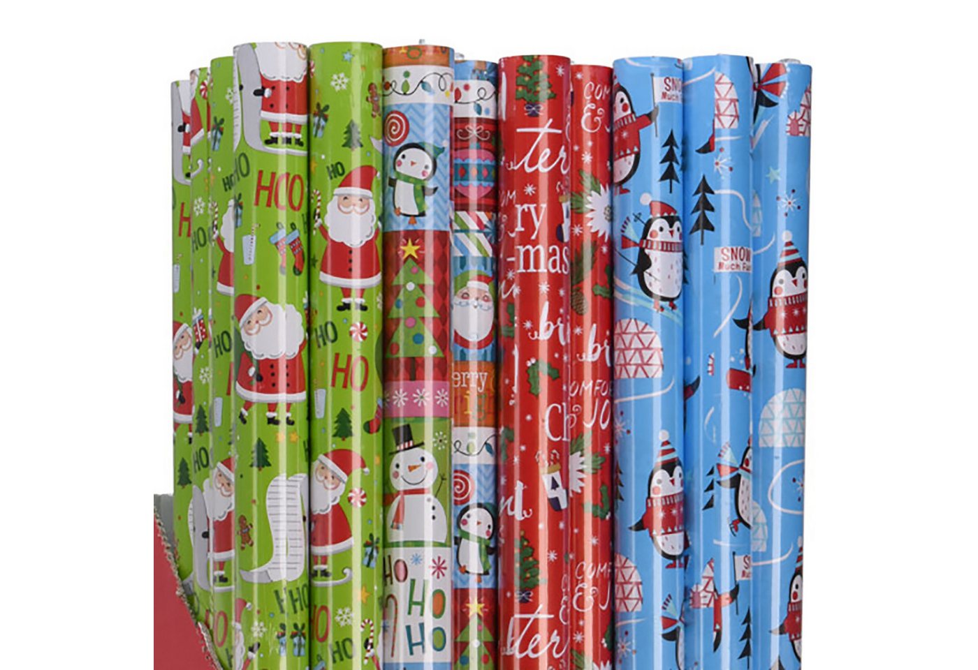 Annastore Geschenkpapier 4 Rollen Geschenkpapier für Weihnachten Weihnachtsgeschenkpapier, Geschenkpapier Weihnachten für Kinder, Pro Rolle 500 x 70 cm