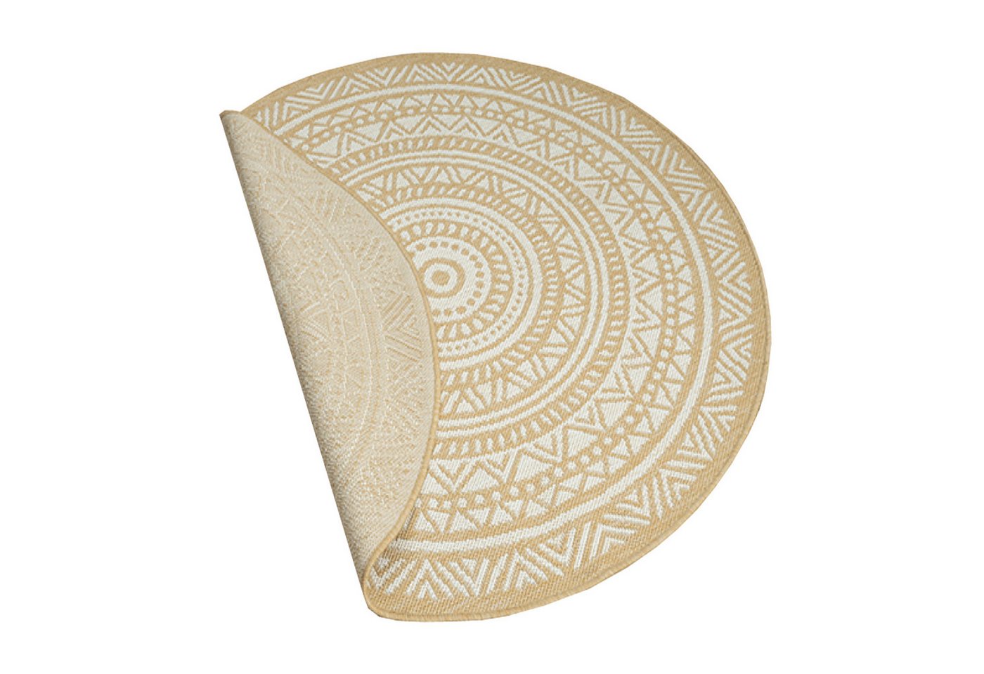 TeppichHome24 Outdoorteppich Runder Teppich mit Ethno-Muster in Beige und Weiß, siehe foto Bild 5