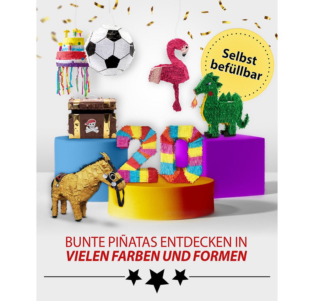 Party Factory Pinata Pinata Herz rosa-blau, mit Ziehbändern Bild 3