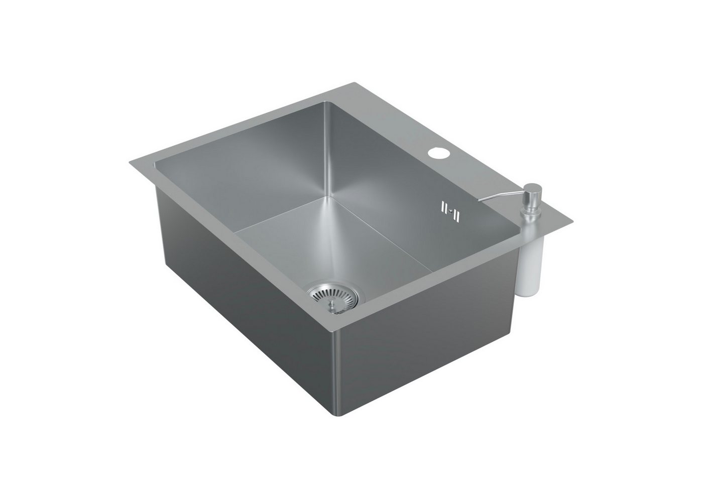 HAGO Edelstahlspüle Einbauspüle Edelstahl Küchenspüle Spülbecken Eckig Ablaufgarnitur Set, Rechteckig, 55/45 cm, (1 St), Schallschutzmatten Bild 4
