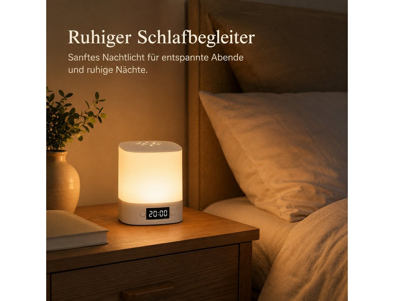 Fyrove Nachtlicht mit Uhr & Wecker, dimmbare Nachttischlampe mit Fernbedienung & Touch, 3 Lichtfarben, wiederaufladbare Stilllampe, Baby Nachtlicht, Stimmungslicht, 3 Lichtfarben, wiederaufladbare Stilllampe, Baby Nachtlicht, Stimmungslicht, Tischlampe,Kinderzimmerlampe,Geschenk zu Weihnachten & Geburtstag