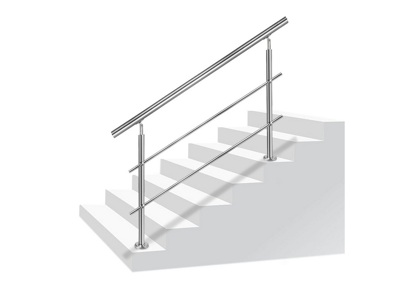 FIVMEN Treppengeländer Handlauf Edelstahl Geländer mit 2 Pfosten Brüstungsgeländer, 150 cm Länge, 2-tlg., für Treppen, Brüstung, Balkon Bild 5