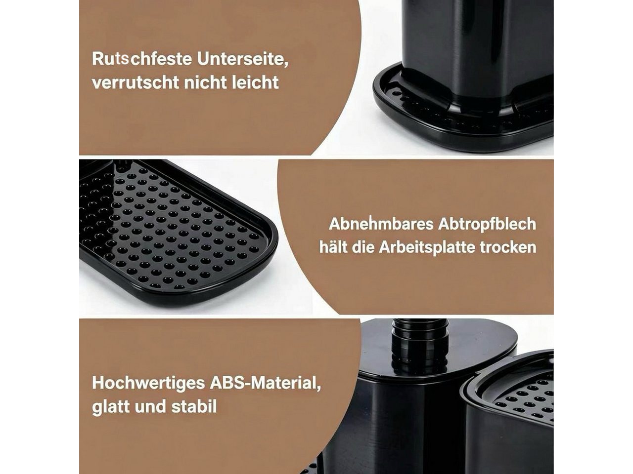 Fyrove Seifenspender Spüle-Set mit Stand-Seifenspender, Beckenhalter & Schwammhalter, Multifunktional mit Seifenpumpe,Robuster ABS/Edelstahl Bild 2