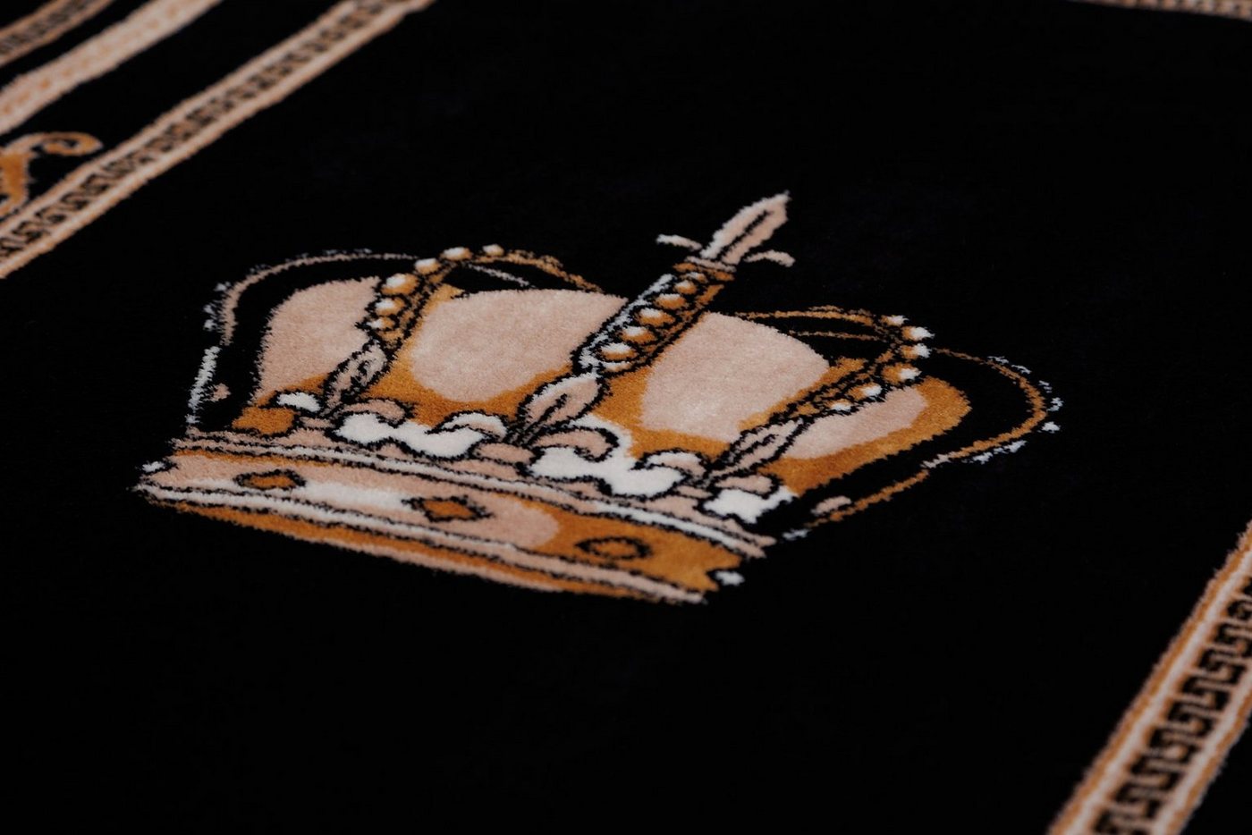 Belle Arti Teppich Teppich Wohnzimmer Wohnzimmerteppich schwarz gold Motiv Royal Krone Bild 3