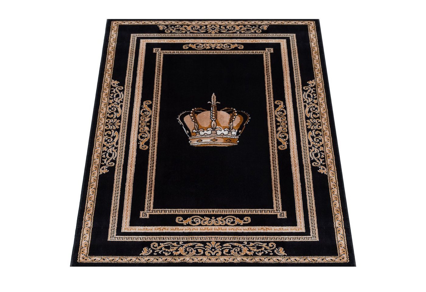 Belle Arti Teppich Teppich Wohnzimmer Wohnzimmerteppich schwarz gold Motiv Royal Krone Bild 4