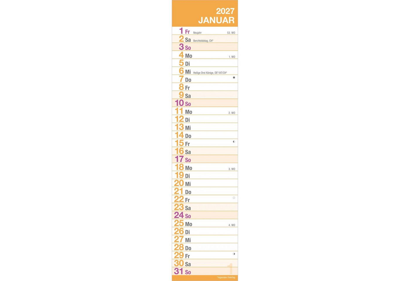 Wandkalender GROSSDRUCK Streifenplaner XL 2027 Bild 3
