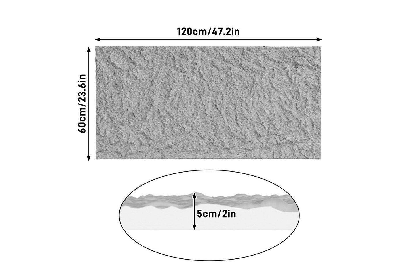 FIVMEN 3D Wandpaneel 120x60 cm Steinoptik Polystyrol Wandverkleidung 5cm dick, (6-tlg) Leichte Deckenpaneele & Wandplatten, für Wohnzimmer Küche Bild 2