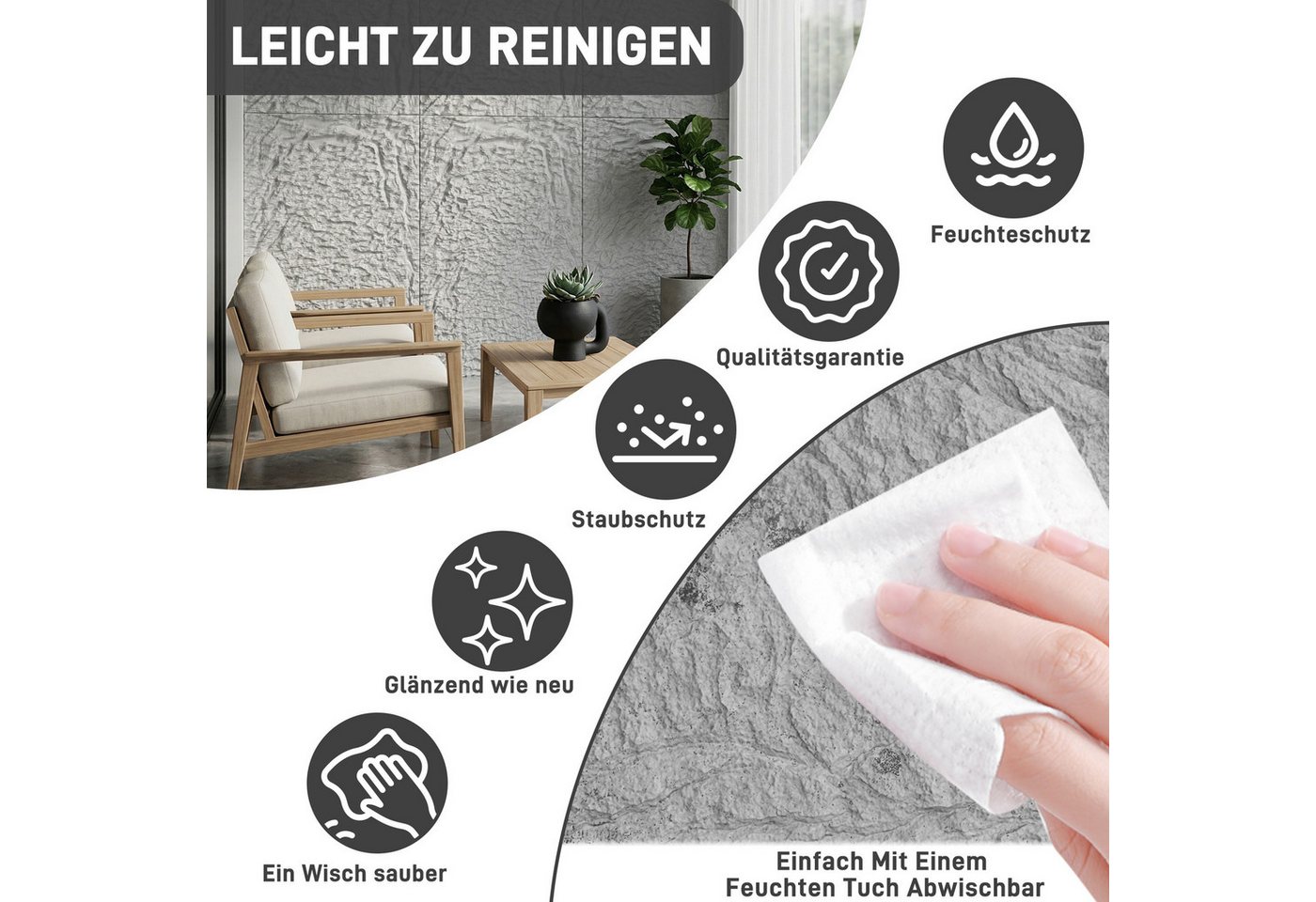 FIVMEN 3D Wandpaneel 120x60 cm Steinoptik Polystyrol Wandverkleidung 5cm dick, (6-tlg) Leichte Deckenpaneele & Wandplatten, für Wohnzimmer Küche Bild 5