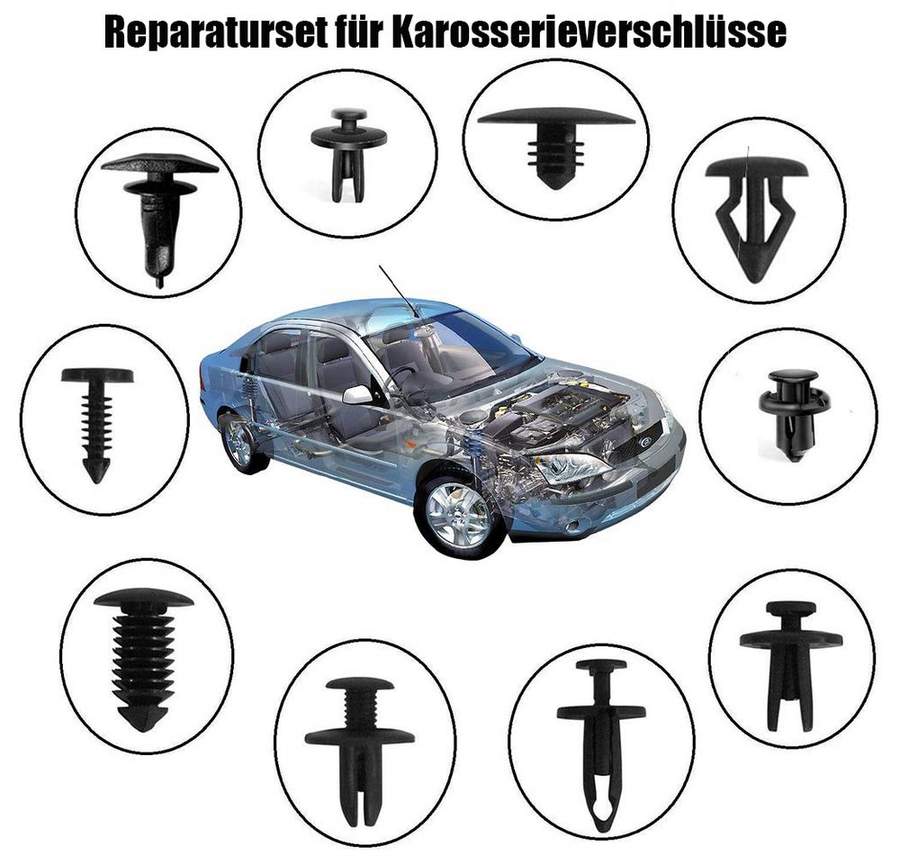 AFKSMILE Leisten-Befestigungsclips 716 Stücke Auto Befestigung Clips, Universal Türverkleidung Klammern, (716-St), Kfz Werkzeug mit Demontage Werkzeuge, Schwammig Kissen und Kabelbinder Bild 3