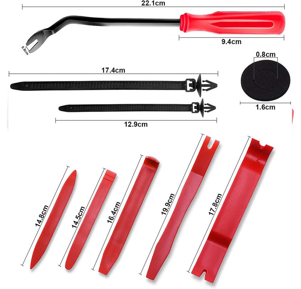 AFKSMILE Leisten-Befestigungsclips 716 Stücke Auto Befestigung Clips, Universal Türverkleidung Klammern, (716-St), Kfz Werkzeug mit Demontage Werkzeuge, Schwammig Kissen und Kabelbinder Bild 4