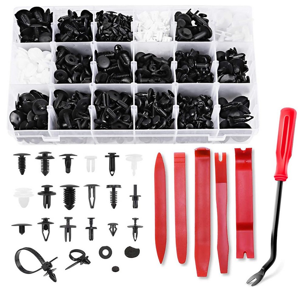 AFKSMILE Leisten-Befestigungsclips 716 Stücke Auto Befestigung Clips, Universal Türverkleidung Klammern, (716-St), Kfz Werkzeug mit Demontage Werkzeuge, Schwammig Kissen und Kabelbinder Bild 5