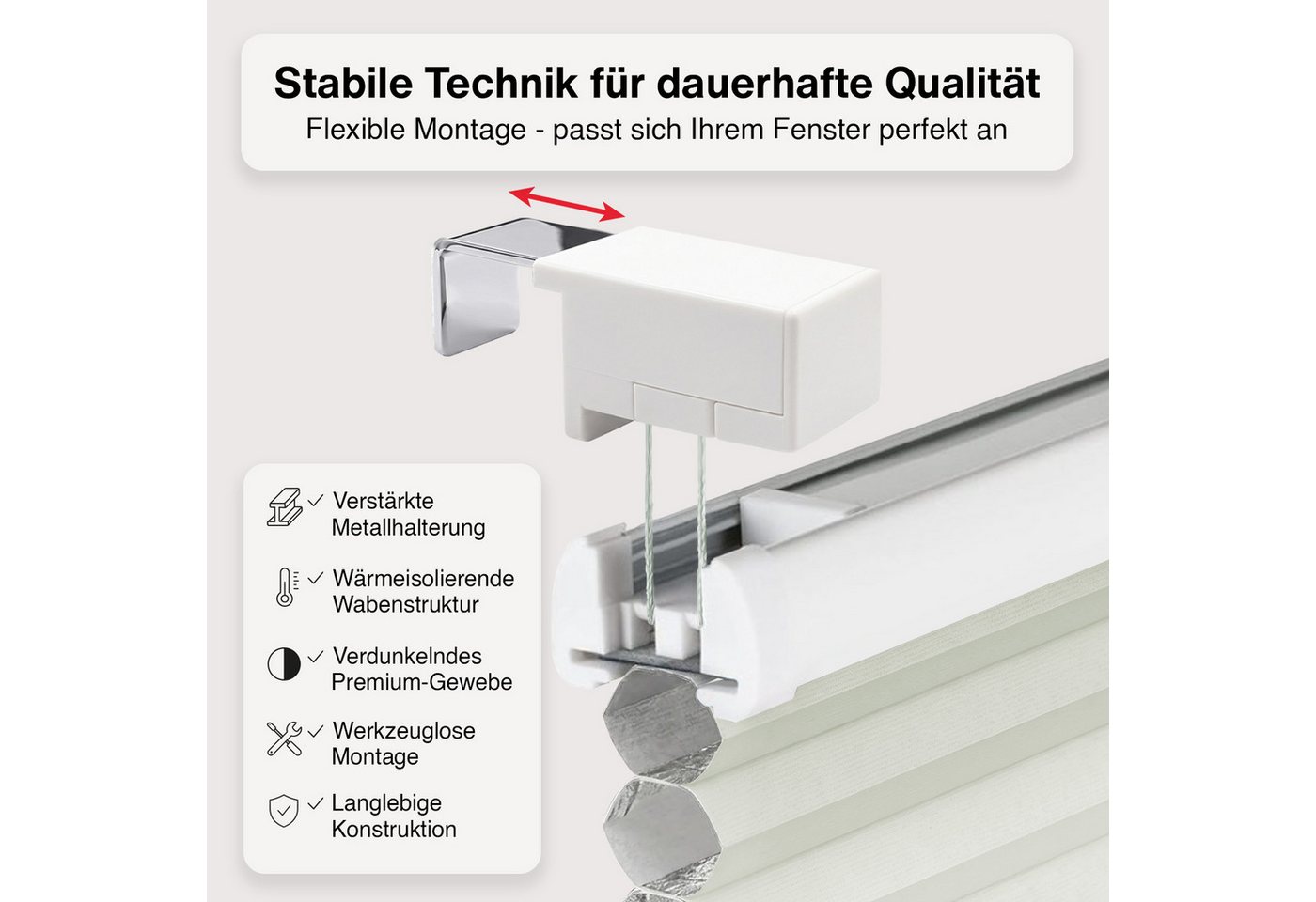 Rikmani Plissee Thermo Fensterplissee ohne Bohren, Naturweiß, 40x120, verdunkelnd, Klemmfix, Langlebige Premium-Qualität, Thermo Plissee Bild 2