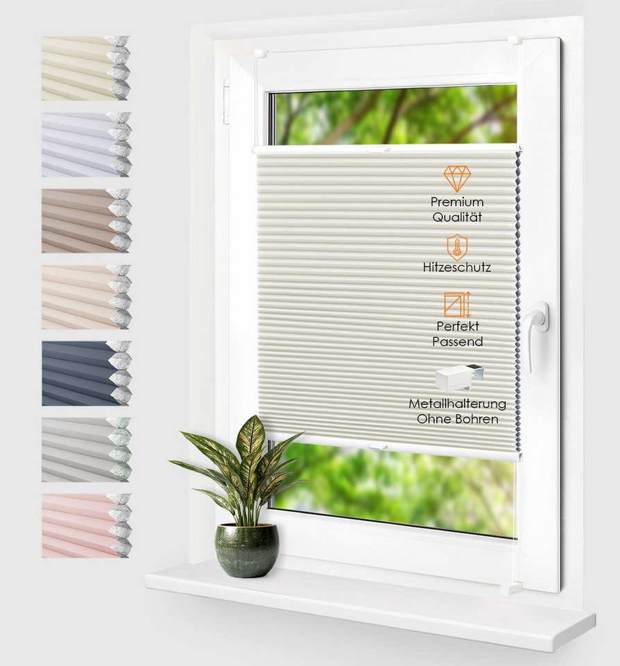Rikmani Plissee Thermo Fensterplissee ohne Bohren, Naturweiß, 40x120, verdunkelnd, Klemmfix, Langlebige Premium-Qualität, Thermo Plissee Bild 3