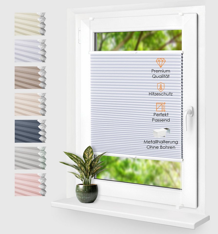 Rikmani Plissee Thermo Fensterplissee ohne Bohren, Weiß, 40x120, verdunkelnd, Klemmfix, Langlebige Premium-Qualität, Thermo Plissee Bild 2