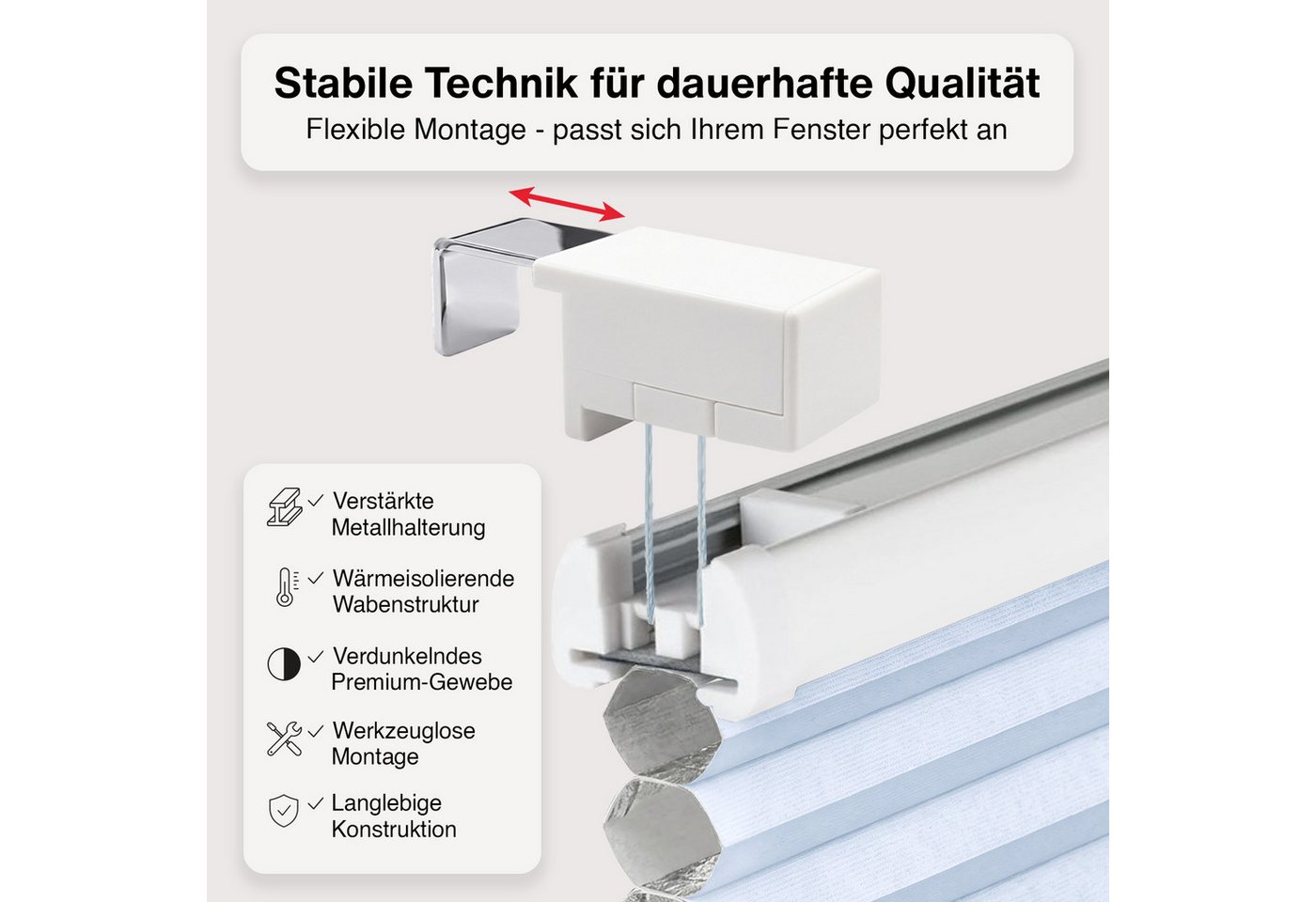 Rikmani Plissee Thermo Fensterplissee ohne Bohren, Weiß, 40x120, verdunkelnd, Klemmfix, Langlebige Premium-Qualität, Thermo Plissee Bild 4