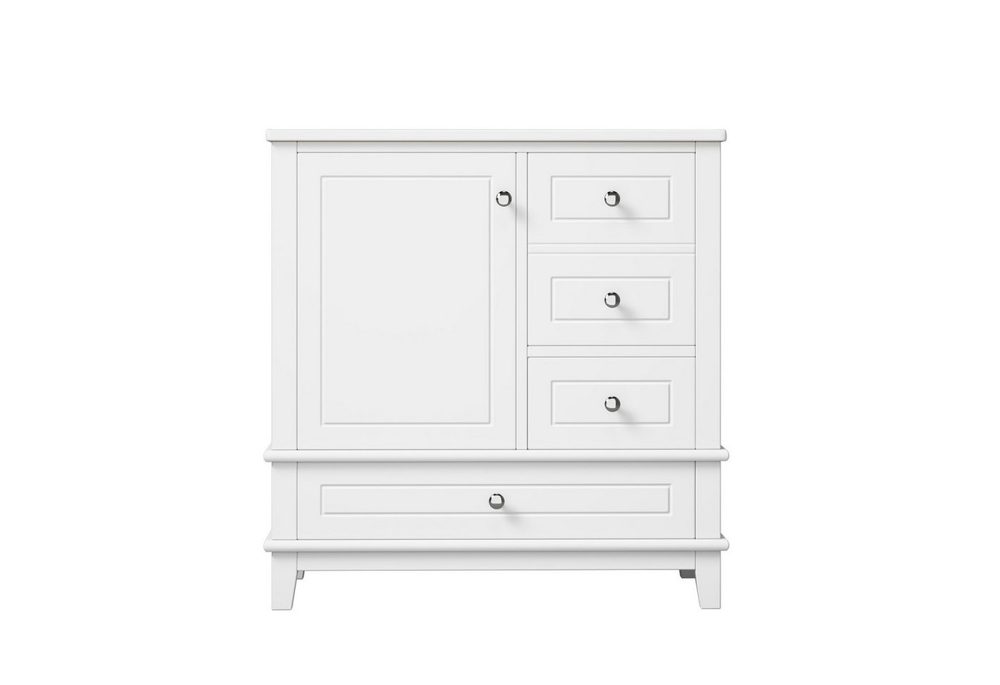 Flieks Waschtisch mit 3 Schubladen und Türregal, Waschbeckenunterschrank mit Waschbecken (B81/T47/H86 cm, 1-St., bodenstehend), Badezimmerschrank mit Keramikbecken, Soft-Close-Funktion Weiß Bild 4