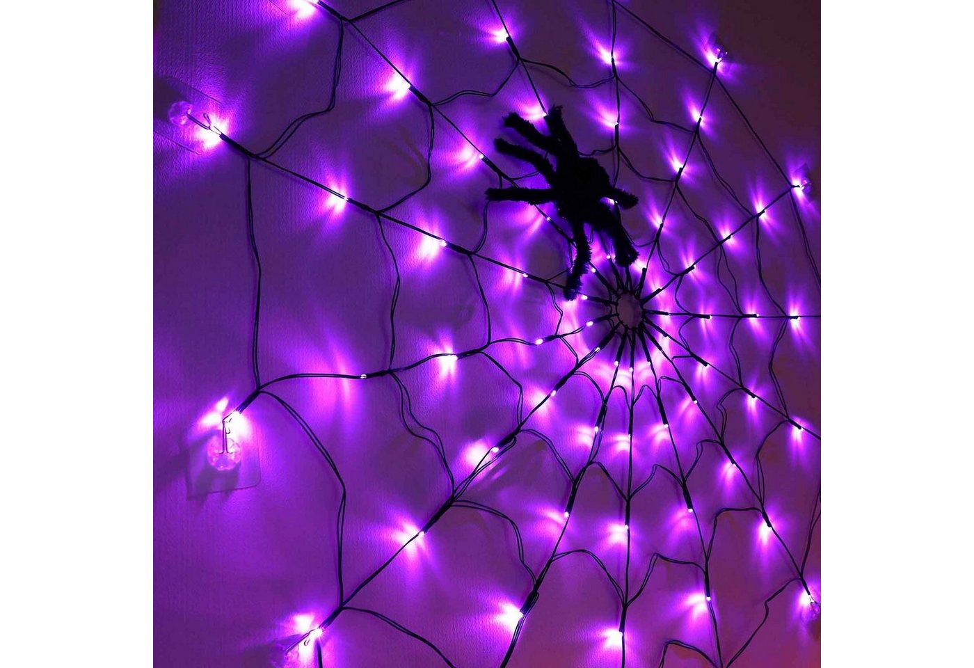 Merry 2024 Dekolicht Halloween Dekoration Party Spinnennetz Lichter,LED Lichterkette, Batterie, Batterie/USB Bild 4