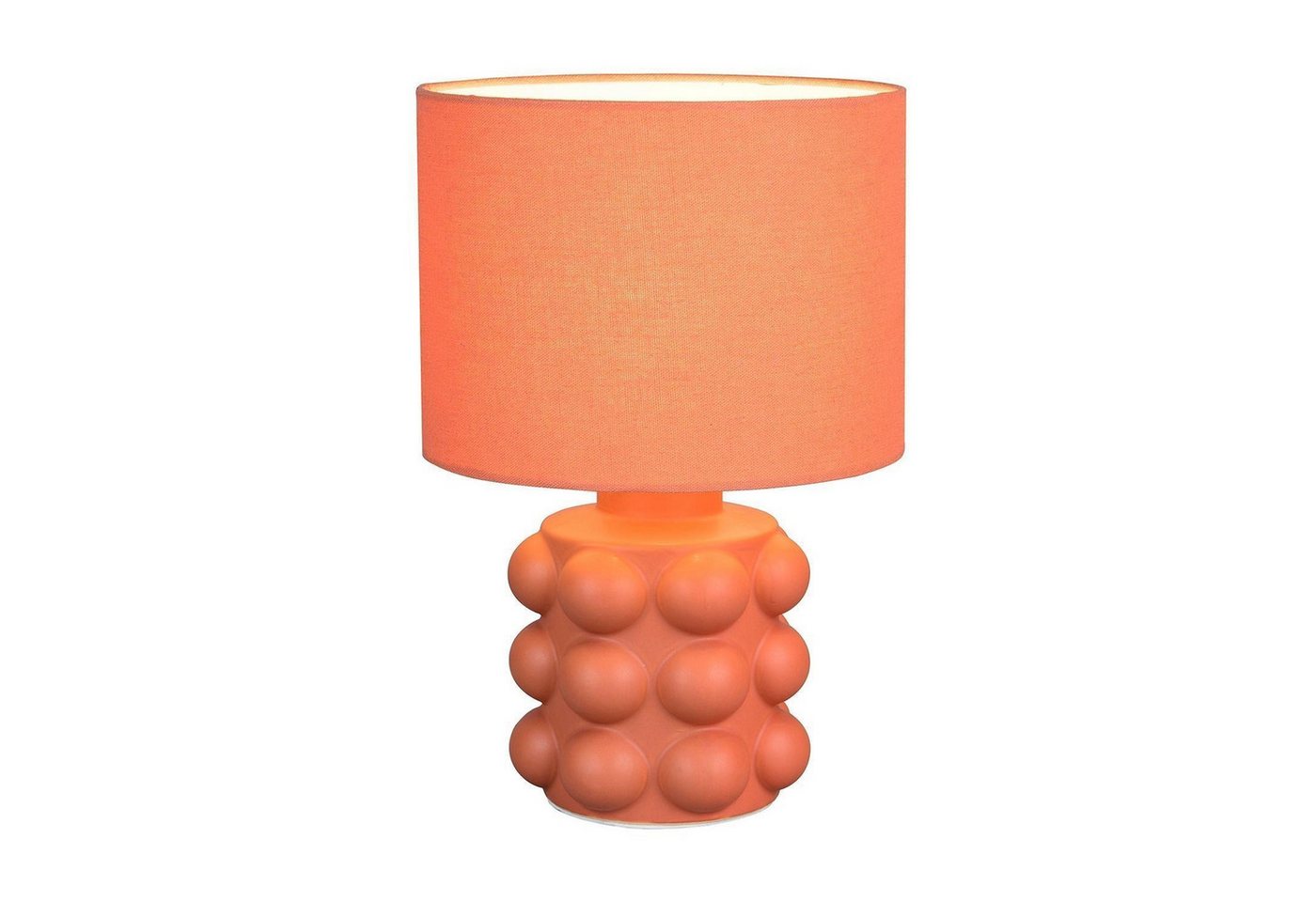 Reality Leuchten Tischleuchte KATE, Apricot, Keramik, Stoffschirm, Bubble-Optik, ohne Leuchtmittel, Schnurschalter, Ø 20 x H 30 cm