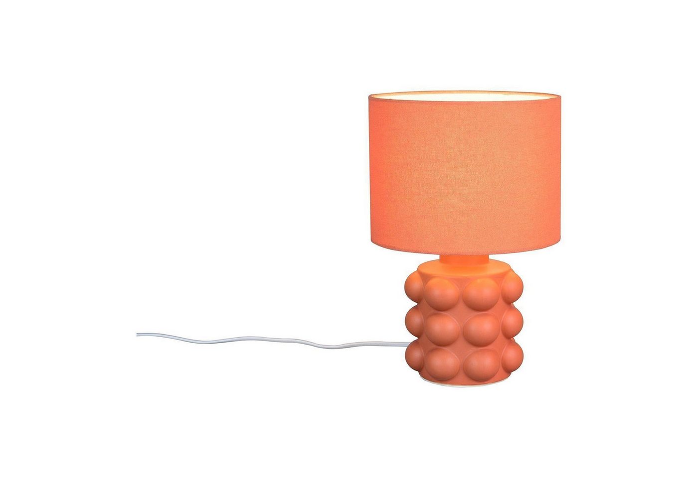 Reality Leuchten Tischleuchte KATE, Apricot, Keramik, Stoffschirm, Bubble-Optik, ohne Leuchtmittel, Schnurschalter, Ø 20 x H 30 cm Bild 3