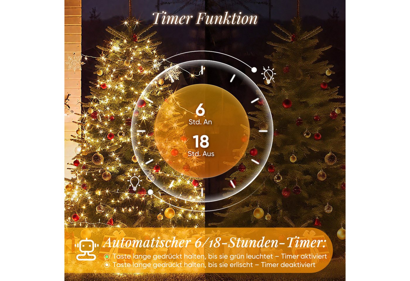 Salcar LED-Lichterkette 2m-100m LED Lichterkette Weihnachtsbaum 20-1660er LED Weihnachtsdeko, 10m 150 LED, 8 Modi und Memory-Funktion, 31V