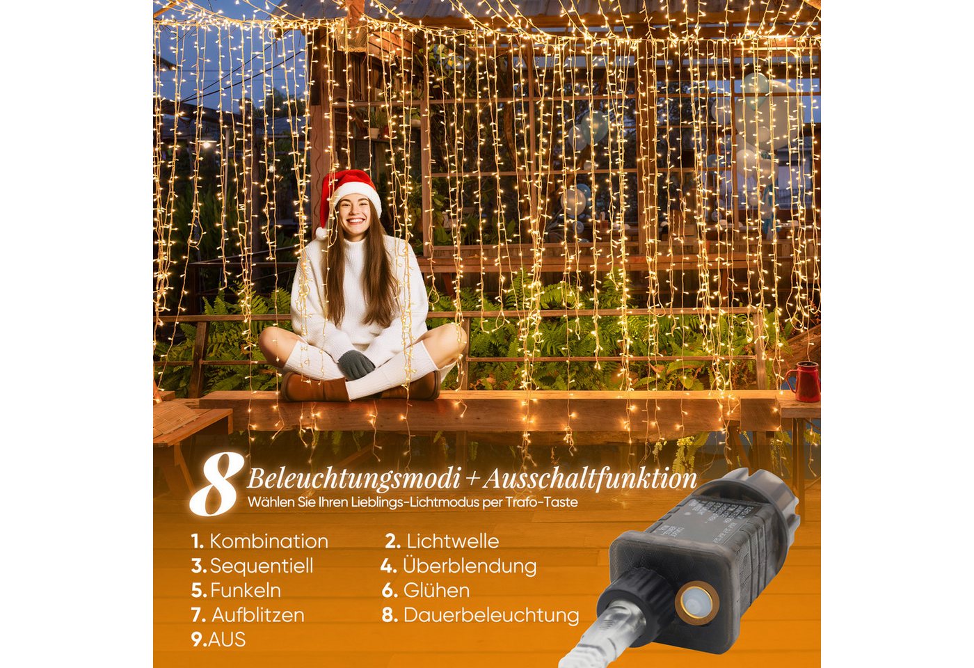 Salcar LED-Lichterkette 2m-100m LED Lichterkette Weihnachtsbaum 20-1660er LED Weihnachtsdeko, 10m 150 LED, 8 Modi und Memory-Funktion, 31V Bild 4