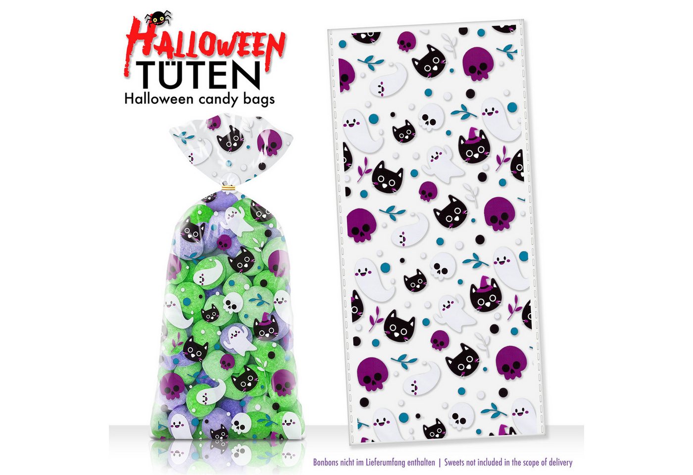 SHIBBY Geschenkfolie 50 bunte Tüten zum Selbstbefüllen für diverse Anlässe, Halloween Bild 5