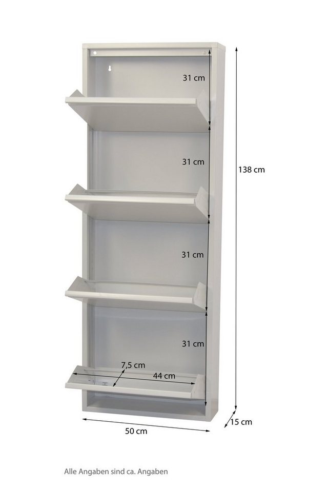 moebel-direkt-online Schuhschrank 4 Klappen (mit 4 Klappen) als Raumspar-Schuhschrank geeignet Bild 4