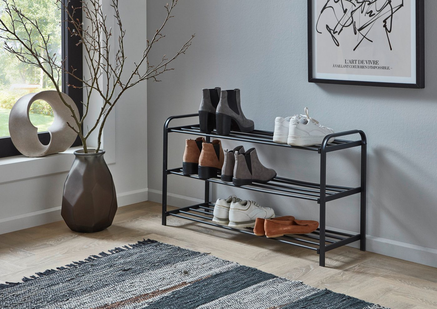 furnling Schuhregal Littleo, 3 Fächer mit Platz für 15 Paar Schuhe, schwarz, Höhe 49 cm Bild 5