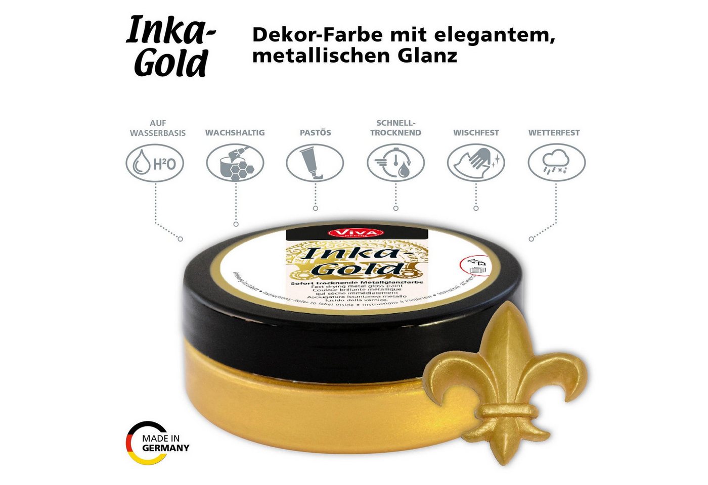 Viva Decor Bastelfarbe ViVA DECOR Inka-Gold 62,5 g - Platin