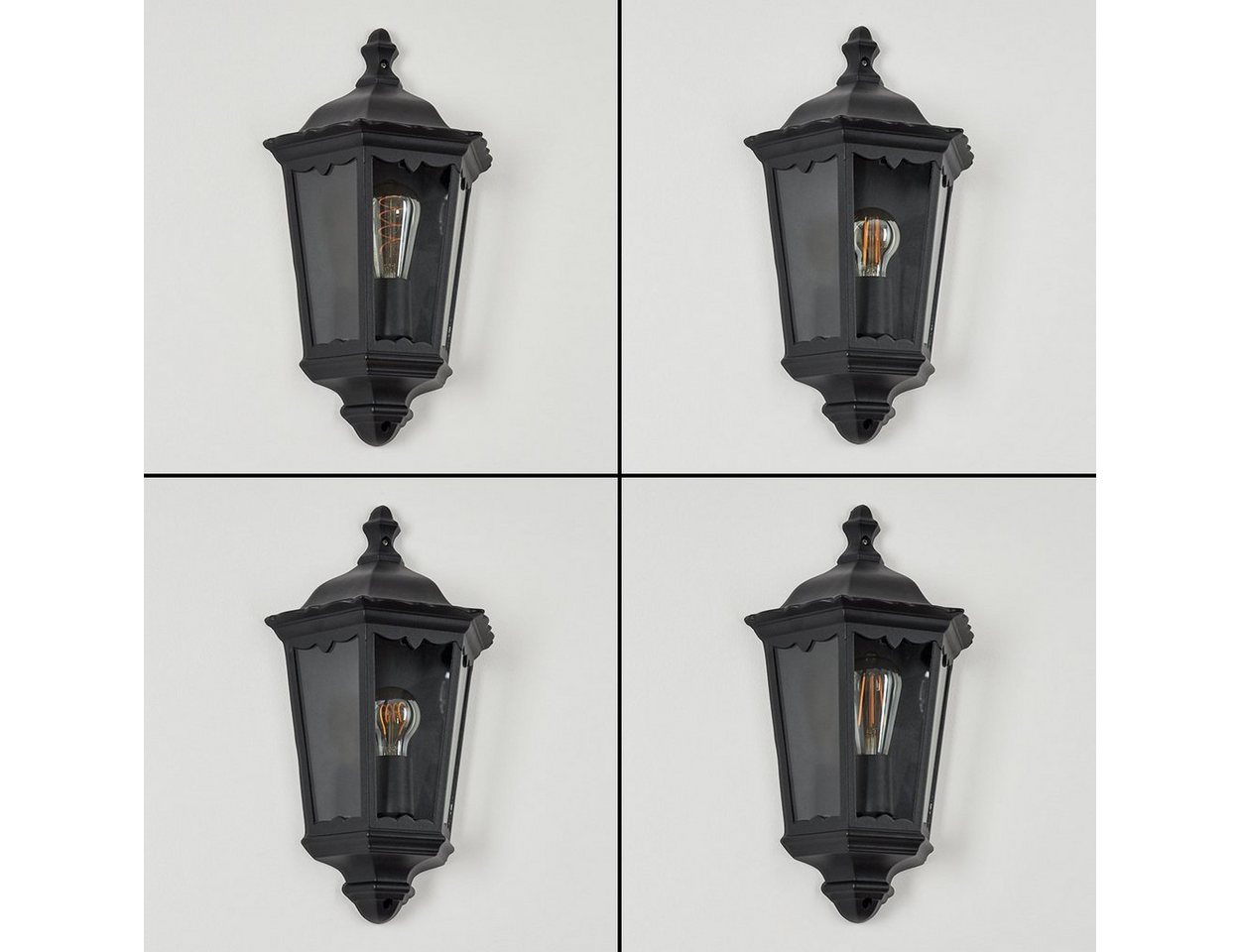 hofstein Außen-Wandleuchte »Viano« Wandlampe in antikem Look aus Metall/Glas in Schwarz-matt/Klar, ohne Leuchtmittel, Wandleuchte m. E27, Außenleuchte