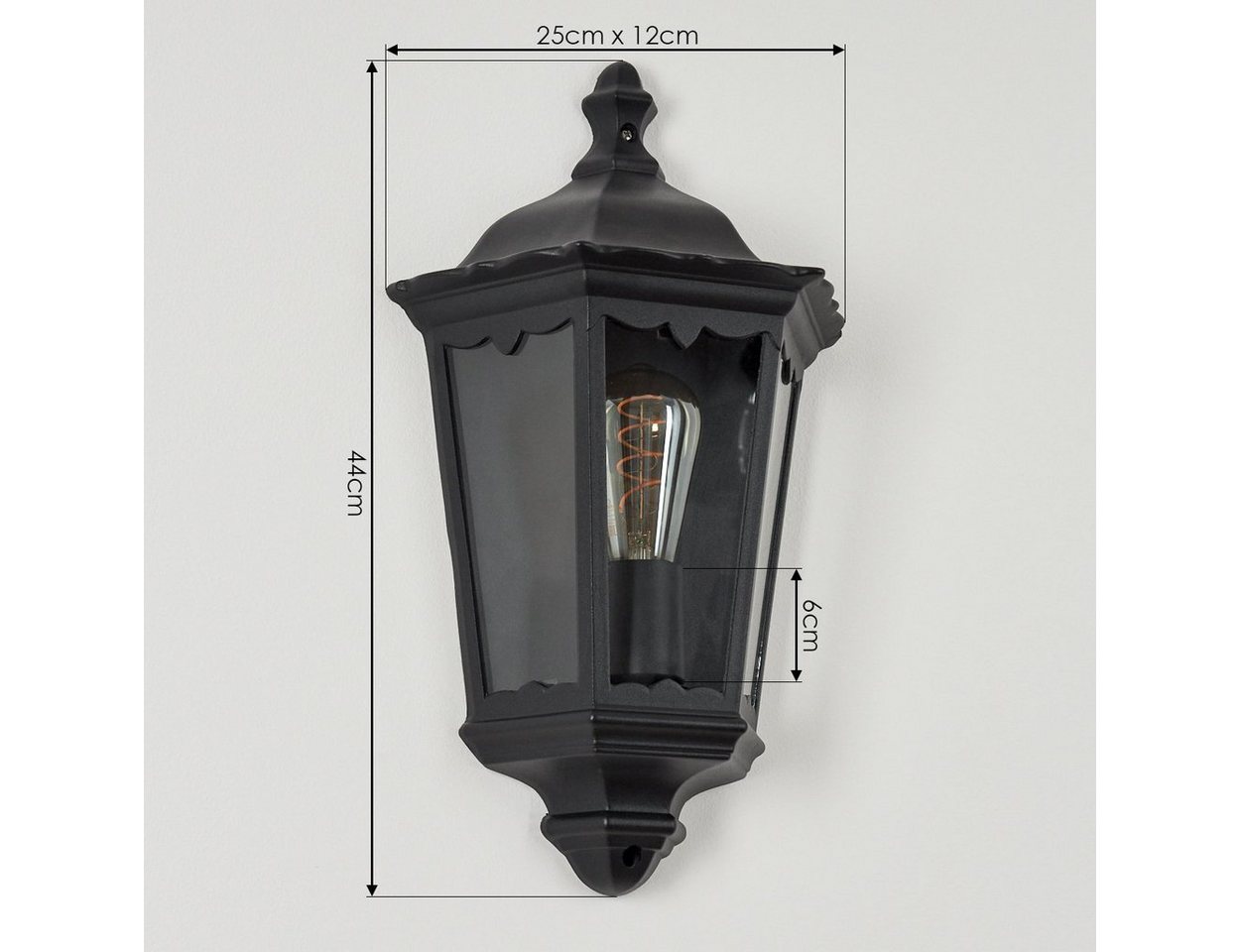 hofstein Außen-Wandleuchte »Viano« Wandlampe in antikem Look aus Metall/Glas in Schwarz-matt/Klar, ohne Leuchtmittel, Wandleuchte m. E27, Außenleuchte Bild 5