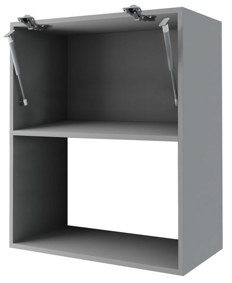 Feldmann-Wohnen Klapphängeschrank Essen (W2MK/60, 1 Klappe, 1 Gerätefach, 1-St., moderne Optik, lackierte Fronten) 60x32,5x72cm grau - weiß Hochglanz (ES-W2MK/60)
