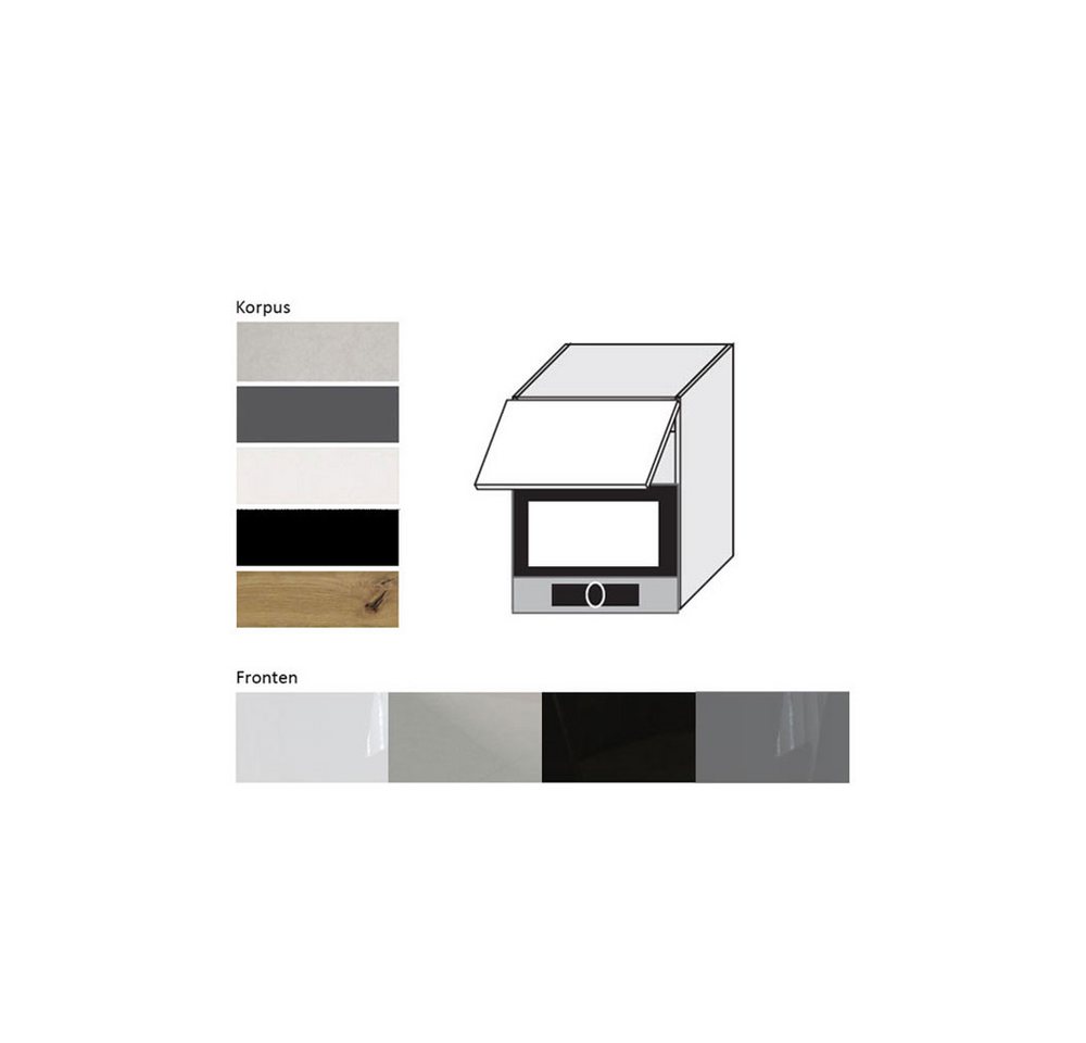 Feldmann-Wohnen Klapphängeschrank Essen (W2MK/60, 1 Klappe, 1 Gerätefach, 1-St., moderne Optik, lackierte Fronten) 60x32,5x72cm grau - weiß Hochglanz (ES-W2MK/60) Bild 2