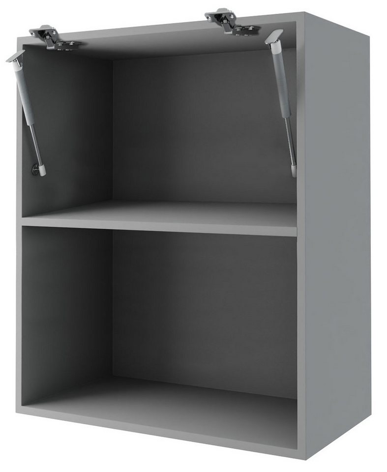 Feldmann-Wohnen Klapphängeschrank Essen (W2MK/60, 1 Klappe, 1 Gerätefach, 1-St., moderne Optik, lackierte Fronten) 60x32,5x72cm grau - weiß Hochglanz (ES-W2MK/60) Bild 4