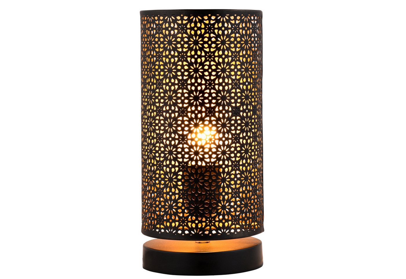 Marrakesch Orient & Mediterran Interior Nachttischlampe 2er Set Moderne Tischlampe Tuza edel aus Metall in Schwarz 25 cm hoch, Leuchtmittel nicht im Lieferumfang, Handarbeit