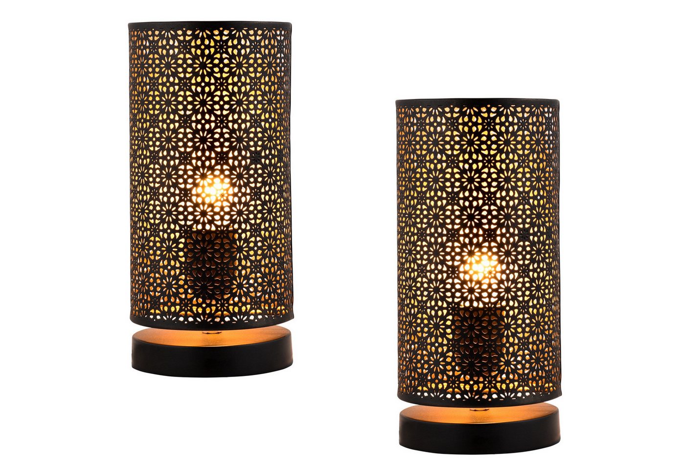 Marrakesch Orient & Mediterran Interior Nachttischlampe 2er Set Moderne Tischlampe Tuza edel aus Metall in Schwarz 25 cm hoch, Leuchtmittel nicht im Lieferumfang, Handarbeit Bild 3