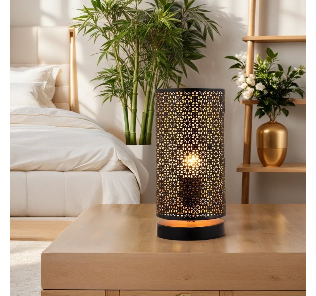 Marrakesch Orient & Mediterran Interior Nachttischlampe 2er Set Moderne Tischlampe Tuza edel aus Metall in Schwarz 25 cm hoch, Leuchtmittel nicht im Lieferumfang, Handarbeit Bild 4