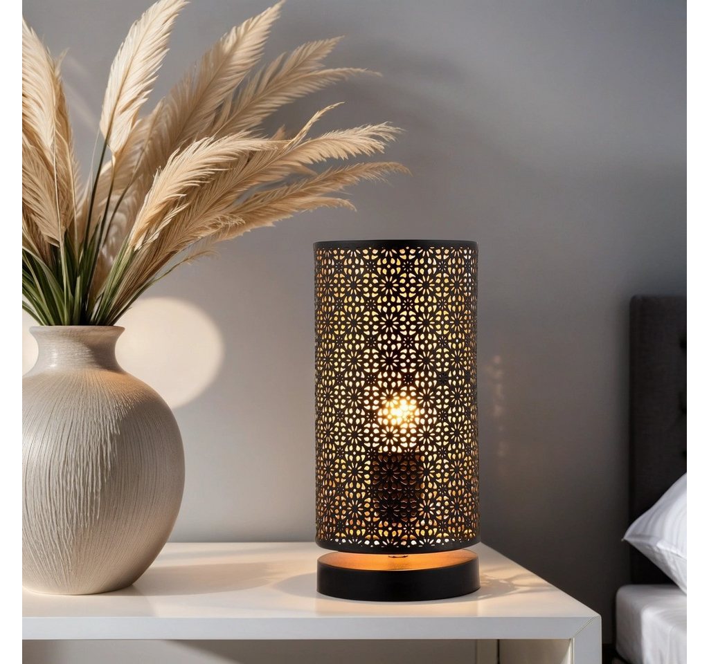 Marrakesch Orient & Mediterran Interior Nachttischlampe 2er Set Moderne Tischlampe Tuza edel aus Metall in Schwarz 25 cm hoch, Leuchtmittel nicht im Lieferumfang, Handarbeit Bild 5