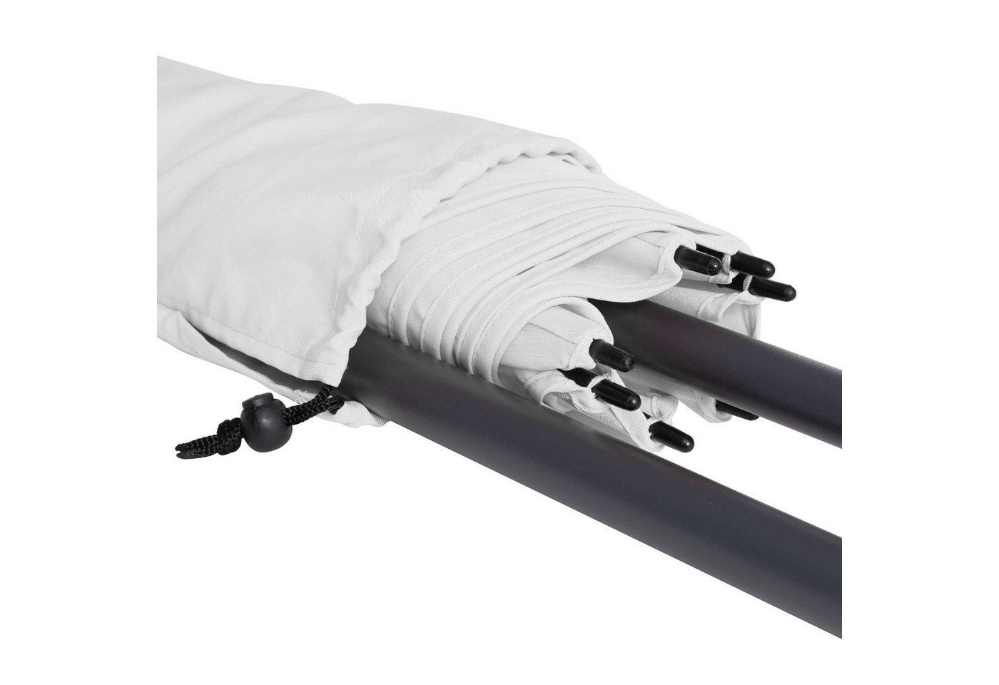 FARE Sonnenschirm L, Ø 200 cm, Titan-Finish, UPF 50+, höhenverstellbar, knickbar, Fiberglasschienen, Tragefutteral