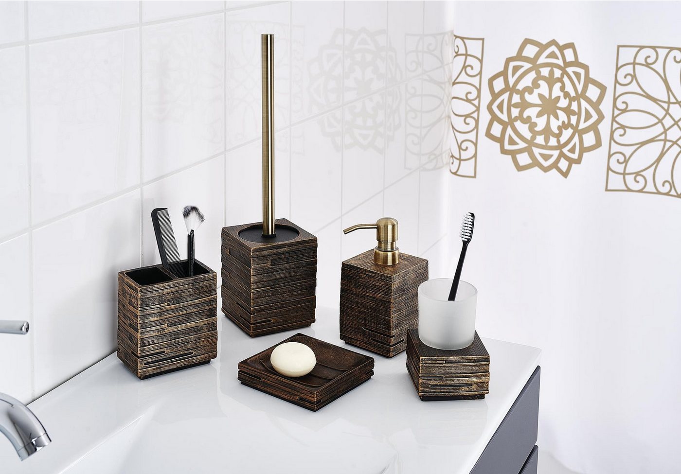 Ridder Badaccessoire-Set Zahnbürstenhalter Brick bronze Bild 3