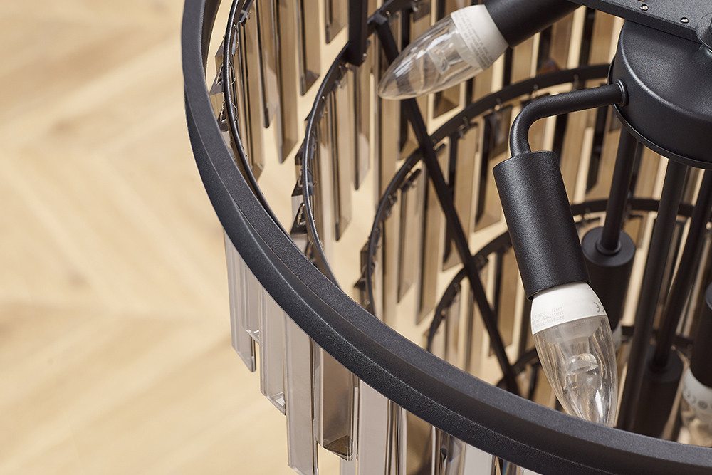 riess-ambiente Kronleuchter KRISTALL 50cm grau – Hängeleuchte mit Glasprismen & schwarzem Eisen, keine besonderen Funktionen, ohne Leuchtmittel, Luxus-Wohnaccessoire im Vintage-Stil mit Kristalleffekt, vielseitig Bild 4