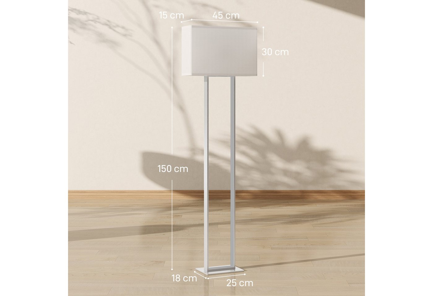 HOMCOM Stehlampe LED Stehleuchte mit Leinen-Lampenschirm, minimalistisch, Nachtlicht, Fußschalter, LED, Neutralweiß, Nachtleuchte für Schlafzimmer Weiß Bild 3