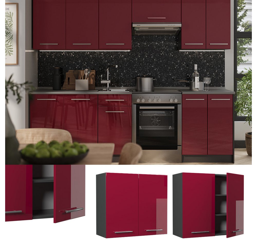 Vicco Hängeschrank Fame-Line, Bordeaux Hochglanz/Anthrazit, 80 cm Bild 2