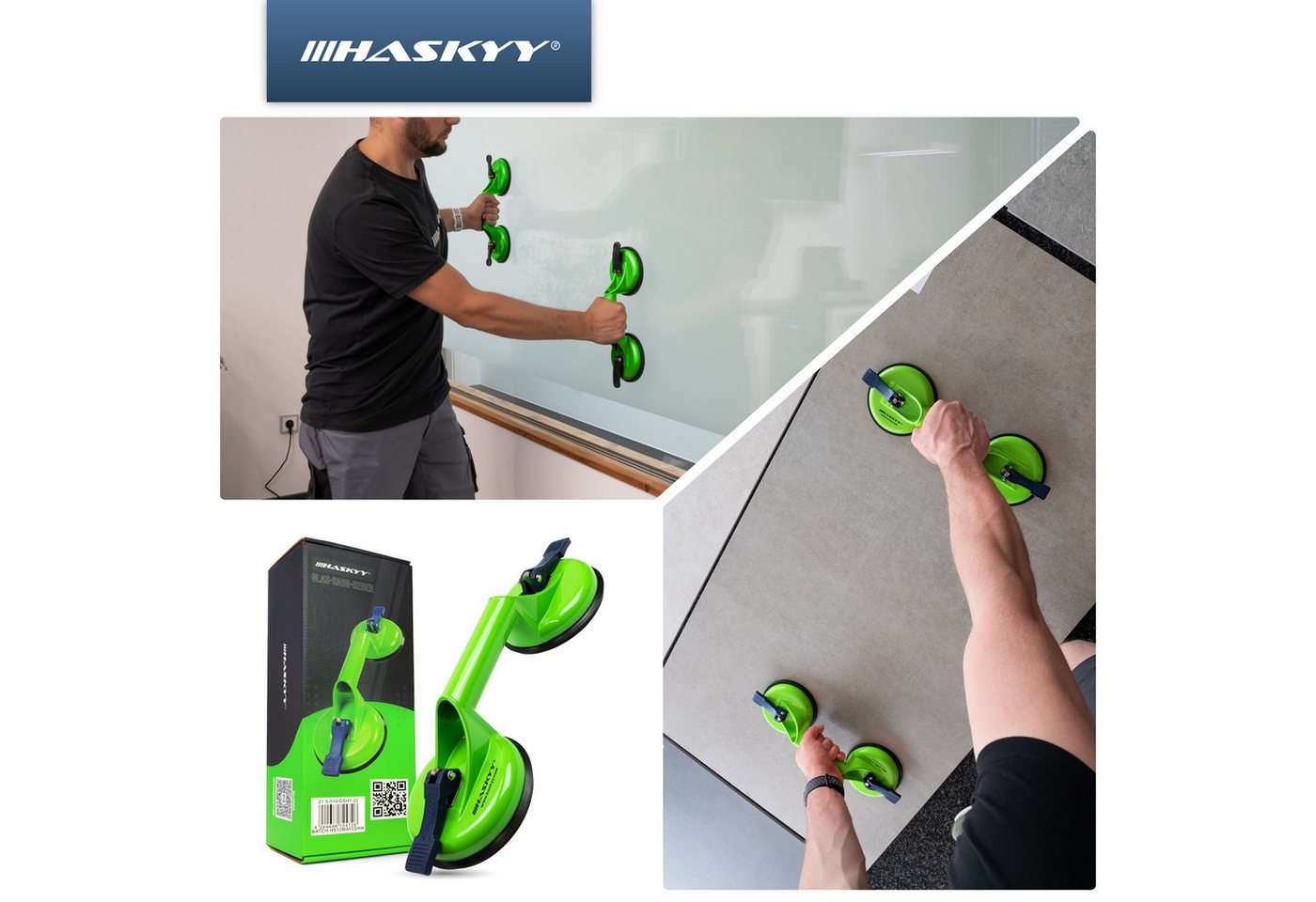 HASKYY Saugheber ALU-Saugheber Glas Suction Cups Glassauger 2x 11,8cm, -] Bild 2