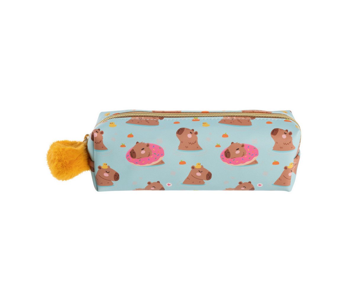 Idena Federmäppchen Idena Schlamper Fluffy Capybara blau 205x60x70mm Verschluss mit Pompom