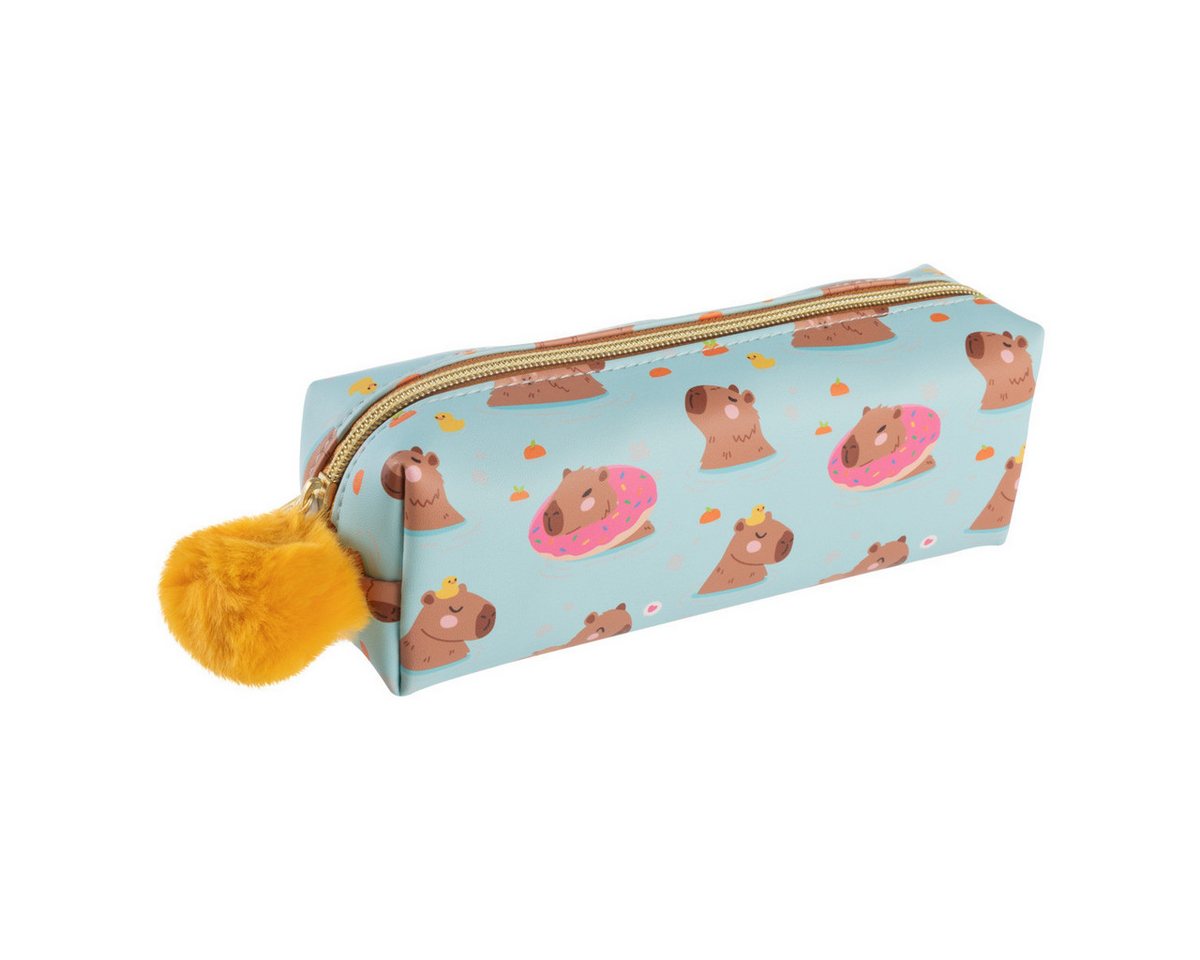 Idena Federmäppchen Idena Schlamper Fluffy Capybara blau 205x60x70mm Verschluss mit Pompom Bild 2
