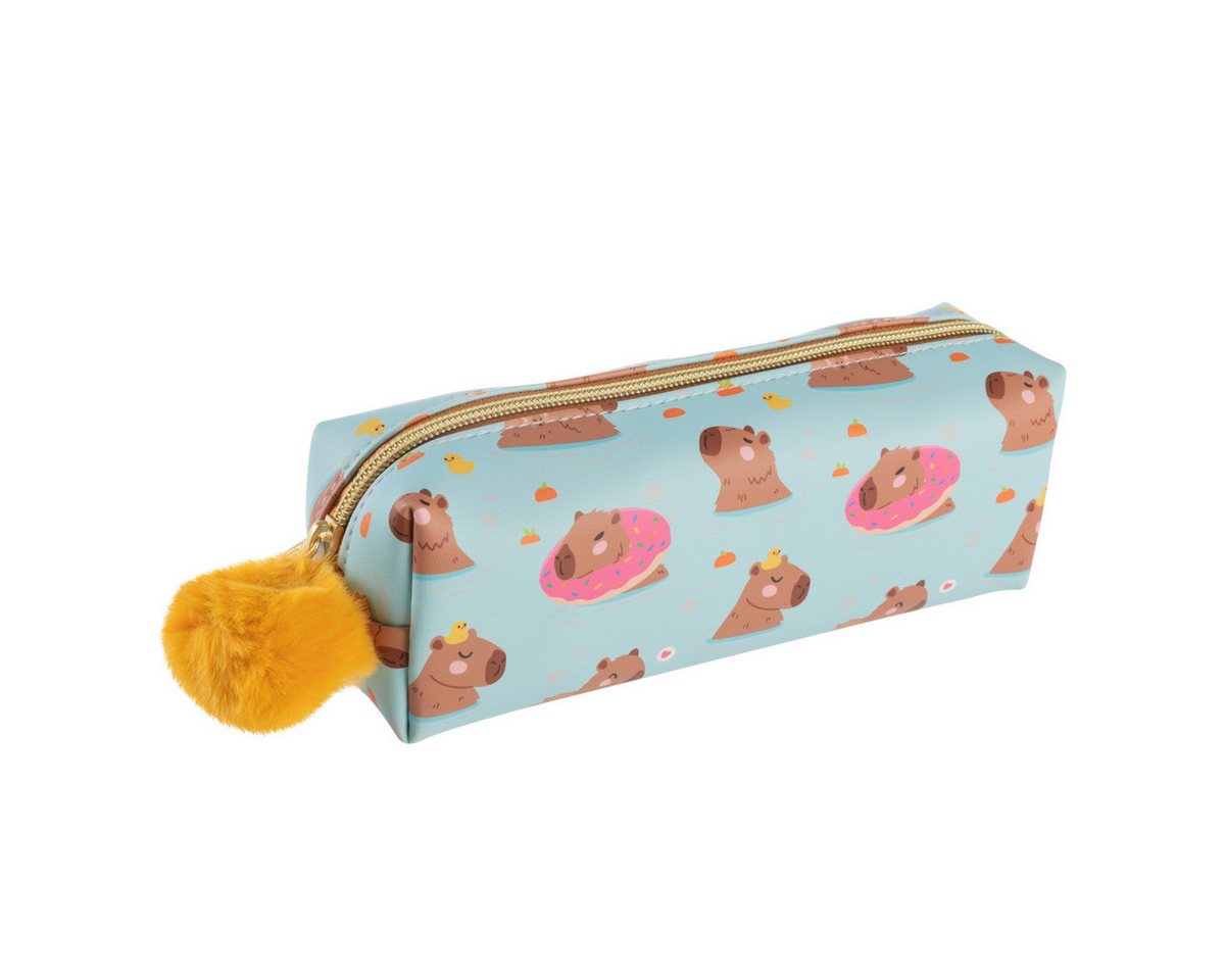 Idena Federmäppchen Idena Schlamper Fluffy Capybara blau 205x60x70mm Verschluss mit Pompom Bild 4