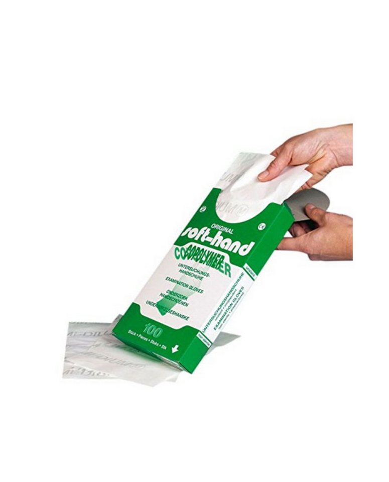 DocMed Einweghandschuhe Soft-Hand Copolymer - unsteril (Pflegehandschuhe, 100-St., Unsteril Untersuchungshandschuhe, Flexibel und komfortabel) Praktische Verpackung:, Leichtes Anziehen Bild 3